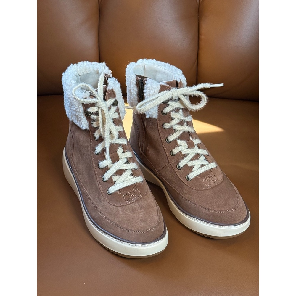 Vionic Olympia Hazelnut Suede Faux Fur Weatherproof Sneaker Boots J6716L1200 8M